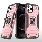 For iPhone 12 / 12 Pro Magnetic Armor Shockproof TPU + PC Case with Metal Ring Holder(Rose Gold) - 1