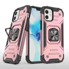 For iPhone 12 mini Magnetic Armor Shockproof TPU + PC Case with Metal Ring Holder (Rose Gold) - 1