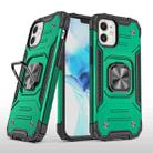 For iPhone 12 mini Magnetic Armor Shockproof TPU + PC Case with Metal Ring Holder (Deep Green) - 1