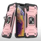 For iPhone X / XS Magnetic Armor Shockproof TPU + PC Case with Metal Ring Holder(Rose Gold) - 1