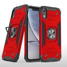 For iPhone XR Magnetic Armor Shockproof TPU + PC Case with Metal Ring Holder(Red) - 1