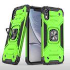 For iPhone XR Magnetic Armor Shockproof TPU + PC Case with Metal Ring Holder(Green) - 1