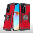 For Huawei P40 Pro Magnetic Armor Shockproof TPU + PC Case with Metal Ring Holder(Red) - 1