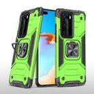 For Huawei P40 Pro Magnetic Armor Shockproof TPU + PC Case with Metal Ring Holder(Green) - 1