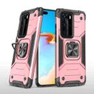 For Huawei P40 Pro Magnetic Armor Shockproof TPU + PC Case with Metal Ring Holder(Rose Gold) - 1