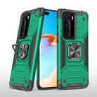 For Huawei P40 Pro Magnetic Armor Shockproof TPU + PC Case with Metal Ring Holder(Deep Green) - 1
