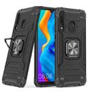 For Huawei Nova 4e / P30 Lite Magnetic Armor Shockproof TPU + PC Case with Metal Ring Holder(Black) - 1