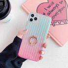 Electroplating Gradient Suitcase Stripe TPU Shockproof Protective Case With Stand Ring Holder, model:For iPhone 11(Gradient Magic Powder) - 1