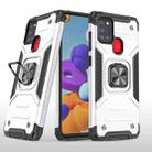 For Samsung Galaxy A21s Magnetic Armor Shockproof TPU + PC Case with Metal Ring Holder(Silver) - 1