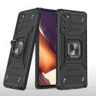 For Samsung Galaxy Note20 Magnetic Armor Shockproof TPU + PC Case with Metal Ring Holder(Black) - 1