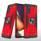 For Samsung Galaxy Note20 Magnetic Armor Shockproof TPU + PC Case with Metal Ring Holder(Red) - 1