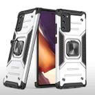 For Samsung Galaxy Note20 Magnetic Armor Shockproof TPU + PC Case with Metal Ring Holder(Silver) - 1