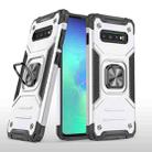 For Samsung Galaxy S10 Magnetic Armor Shockproof TPU + PC Case with Metal Ring Holder(Silver) - 1