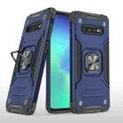 For Samsung Galaxy S10+ Magnetic Armor Shockproof TPU + PC Case with Metal Ring Holder(Blue) - 1