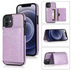 For iPhone 12 mini Shockproof PU + TPU Protective Case with Card Slots & Holder (Purple) - 1