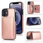 For iPhone 12 mini Shockproof PU + TPU Protective Case with Card Slots & Holder (Rose Gold) - 1