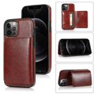 For iPhone 12 / 12 Pro Shockproof PU + TPU Protective Case with Card Slots & Holder(Brown) - 1