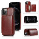 For iPhone 12 Pro Max Shockproof PU + TPU Protective Case with Card Slots & Holder(Brown) - 1