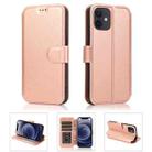 For iPhone 12 mini Shockproof PU + TPU Leather Case with Card Slots & Holder & Photo Frame & Wallet (Rose Gold) - 1