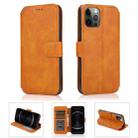 For iPhone 12 / 12 Pro Shockproof PU + TPU Leather Case with Card Slots & Holder & Photo Frame & Wallet(Khaki) - 1