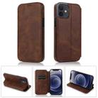 For iPhone 12 mini Strong Magnetic Closure PU + TPU Leather Case with Card Slots & Holder (Brown) - 1