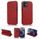 For iPhone 12 mini Strong Magnetic Closure PU + TPU Leather Case with Card Slots & Holder (Red) - 1