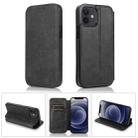 For iPhone 12 mini Strong Magnetic Closure PU + TPU Leather Case with Card Slots & Holder (Black) - 1
