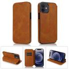 For iPhone 12 mini Strong Magnetic Closure PU + TPU Leather Case with Card Slots & Holder (Khaki) - 1