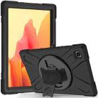 For Samsung Galaxy Tab A7 (2020) T500/T505 360 Degree Rotation PC + Silicone Protective Case with Holder & Hand-strap(Black) - 1