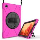 For Samsung Galaxy Tab A7 (2020) T500/T505 360 Degree Rotation PC + Silicone Protective Case with Holder & Hand-strap(Rose Red) - 2