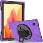 For Samsung Galaxy Tab A7 (2020) T500/T505 360 Degree Rotation PC + Silicone Protective Case with Holder & Hand-strap(Purple) - 1