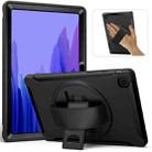For Samsung Galaxy Tab A7 (2020) T500/T505 360 Degree Rotation PC + TPU Protective Case with Holder & Hand-strap & Pen Slot(Black) - 1