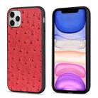 For iPhone 11 Pro Max Ostrich Texture Genuine Leather Protective Case (Red) - 1