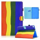 For Samsung Galaxy Tab A10.1 (2019) T510 Colored Drawing Horizontal Flip Leather Case with Holder & Card Slots(Rainbow) - 1