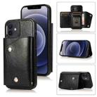 For iPhone 12 mini Shockproof PU + TPU Leather Case with Card Slots & Holder & Photo Frame & Wallet & Lanyard (Black) - 1