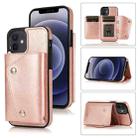 For iPhone 12 mini Shockproof PU + TPU Leather Case with Card Slots & Holder & Photo Frame & Wallet & Lanyard (Rose Gold) - 1