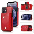 For iPhone 12 mini Shockproof PU + TPU Leather Case with Card Slots & Holder & Photo Frame & Wallet & Lanyard (Red) - 1