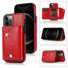 For iPhone 12 / 12 Pro Shockproof PU + TPU Leather Case with Card Slots & Holder & Photo Frame & Wallet & Lanyard(Red) - 1