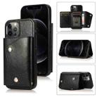 For iPhone 12 Pro Max Shockproof PU + TPU Leather Case with Card Slots & Holder & Photo Frame & Wallet & Lanyard(Black) - 1