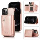 For iPhone 12 Pro Max Shockproof PU + TPU Leather Case with Card Slots & Holder & Photo Frame & Wallet & Lanyard(Rose Gold) - 1