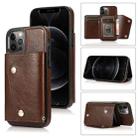 For iPhone 12 Pro Max Shockproof PU + TPU Leather Case with Card Slots & Holder & Photo Frame & Wallet & Lanyard(Brown) - 1