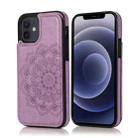 For iPhone 12 mini Double Buckle Mandala Pattern PU+TPU Protective Case with Card Slots & Holder & Photo Frame (Purple) - 1