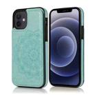 For iPhone 12 mini Double Buckle Mandala Pattern PU+TPU Protective Case with Card Slots & Holder & Photo Frame (Green) - 1