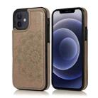 For iPhone 12 mini Double Buckle Mandala Pattern PU+TPU Protective Case with Card Slots & Holder & Photo Frame (Grey) - 1