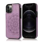 For iPhone 12 / 12 Pro Double Buckle Mandala Pattern PU+TPU Protective Case with Card Slots & Holder & Photo Frame(Purple) - 1