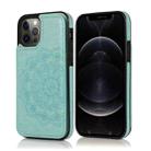 For iPhone 12 / 12 Pro Double Buckle Mandala Pattern PU+TPU Protective Case with Card Slots & Holder & Photo Frame(Green) - 1