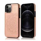 For iPhone 12 Pro Max Double Buckle Mandala Pattern PU+TPU Protective Case with Card Slots & Holder & Photo Frame(Rose Gold) - 1