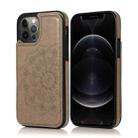 For iPhone 12 Pro Max Double Buckle Mandala Pattern PU+TPU Protective Case with Card Slots & Holder & Photo Frame(Grey) - 1