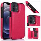 For iPhone 12 mini Shockproof PU + TPU Leather Case with Card Slots & Holder & Photo Frame & Wallet (Rose Red) - 1