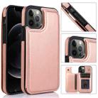 For iPhone 12 / 12 Pro Shockproof PU + TPU Leather Case with Card Slots & Holder & Photo Frame & Wallet(Rose Gold) - 1